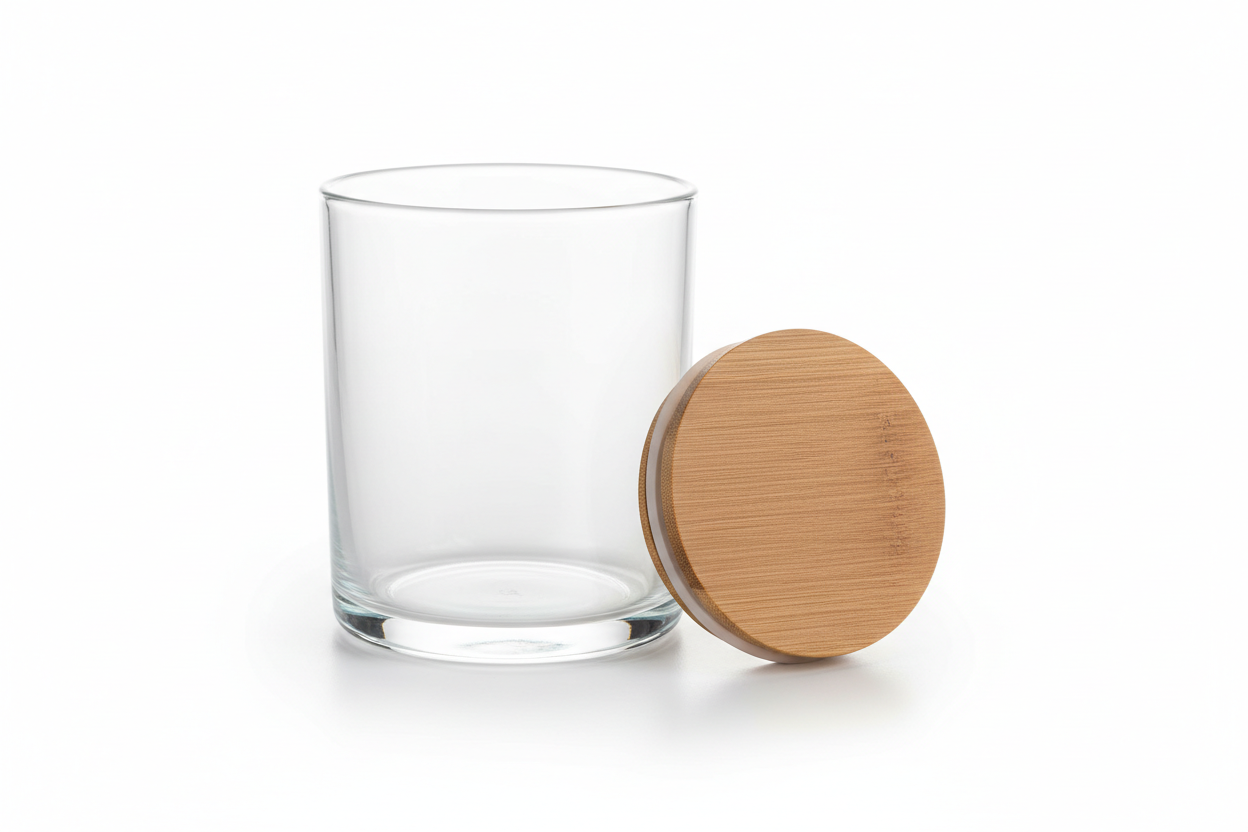 10oz glass candle making jar with wooden lid