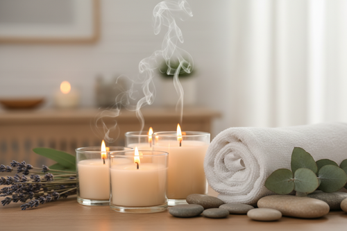 aromatherapy candles towel